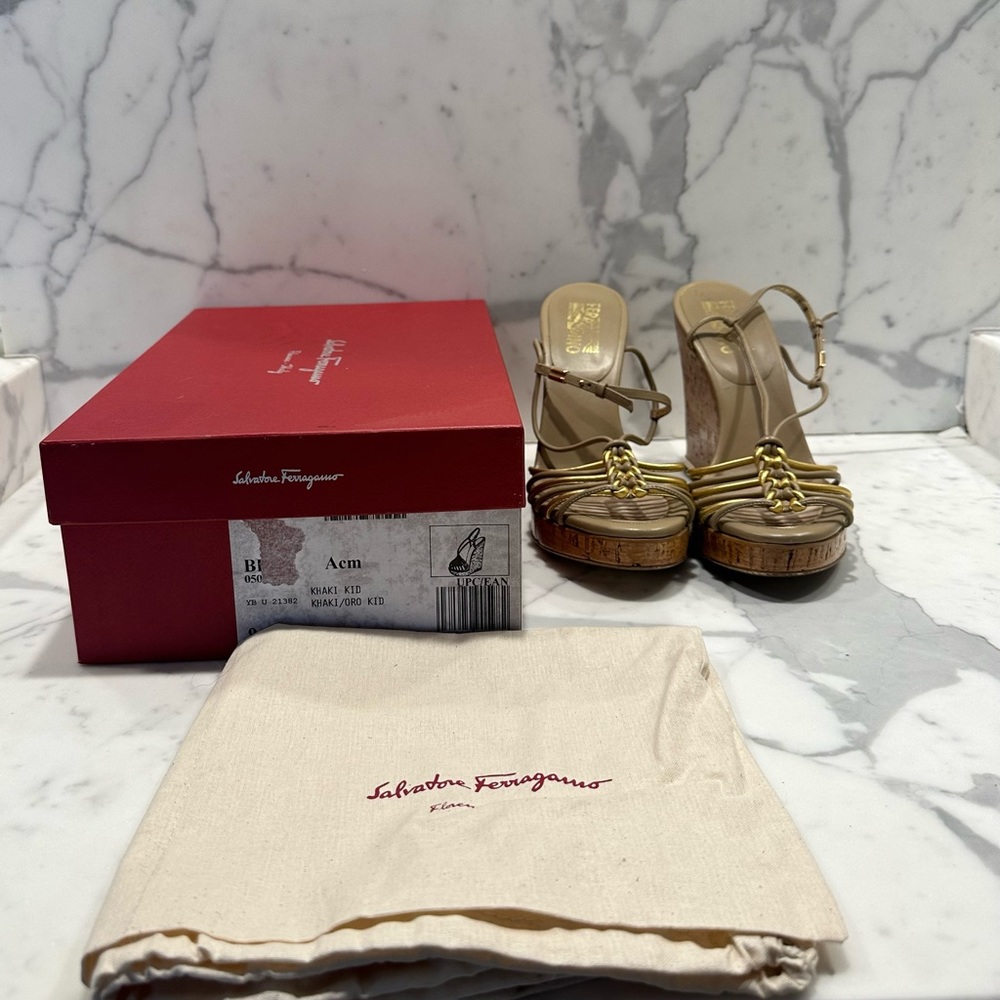 Ferragamo cork wedge sandals